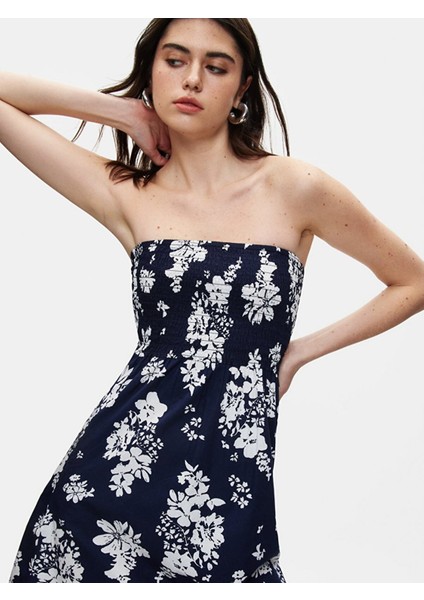 Kadın Çiçekli Mini Lacivert Elbise indirimleri