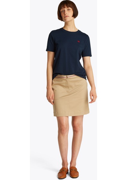 Bisiklet Yaka Mavi Kadın T-Shirt WW0WW45522C1G