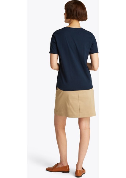 Bisiklet Yaka Mavi Kadın T-Shirt WW0WW45522C1G fırsatları