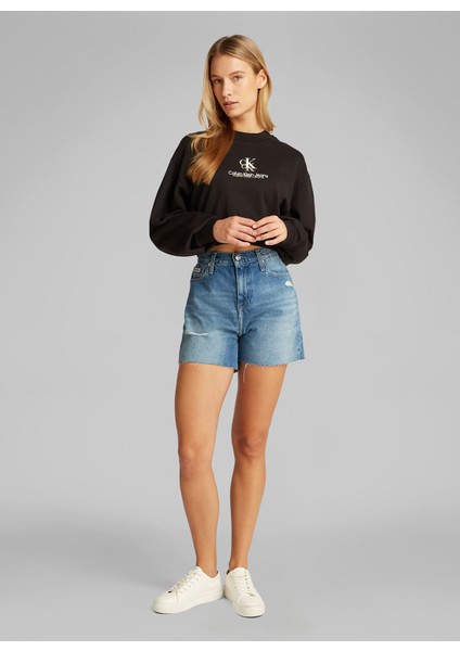 Yüksek Bel Mom Fit Açık Indigo Kadın Denim Şort J20J2251591AA