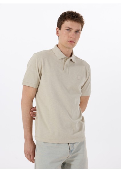 Bej Erkek Polo T-Shirt Pe_linenlogo