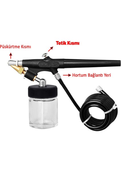 Mini Efekt Boya Tabancası Küçük Hobi Boyama Havalı Boya Püskürtücü 1 Adet