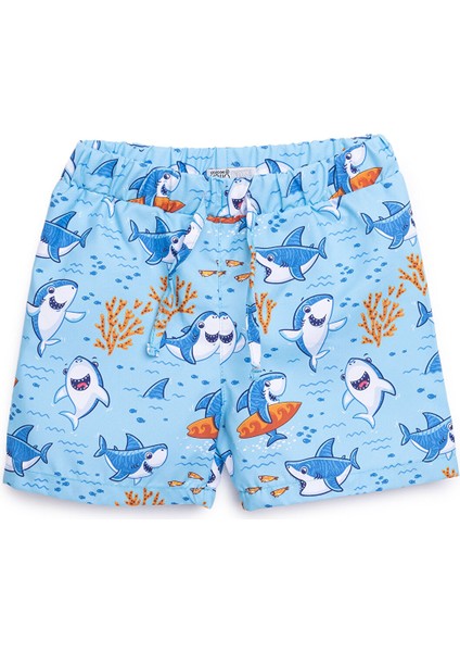 Erkek Bebek Uv Koruma Şort Mayo Köpekbalığı Desen Ipli Micro Kumaş