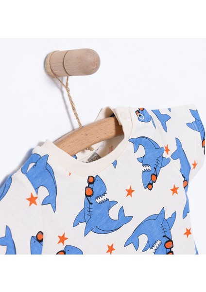 Basic Erkek Köpek Balığı Baskılı T-Shirt Erkek Bebek