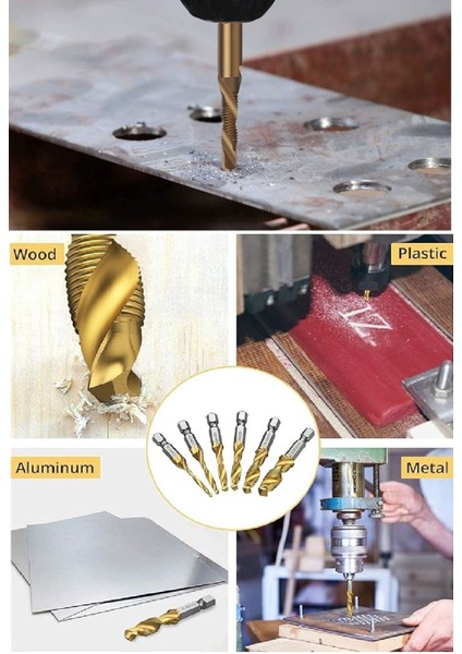Kılavuz Pafta Seti 6 Parçalı M3 M4 M5 M6 M8 M19 Matkap Klavuz Takımı Ahşap Plastik Metal Pah Açma