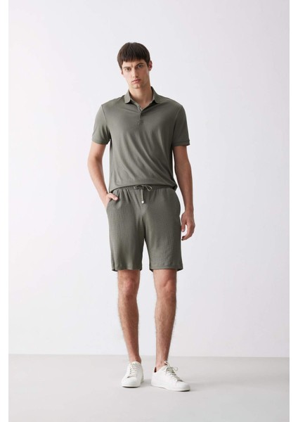 Regular Fit Her Yöne Esneyen Krinkıl Bermuda E0980AX25SM