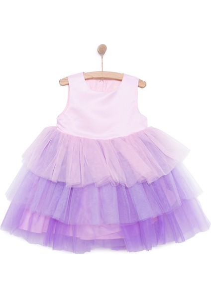 Kız Bebek Abiye Elbise Pixy Love Party Collection Bisiklet Yaka Atlet Kol Pembe