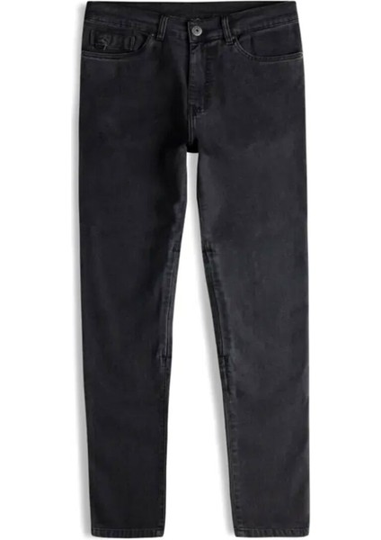 Colton Skinny-Fit Korumalı Denim Kadın Motosiklet Pantolonu (Kısa Bacak) Koyu Gri