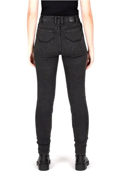 Colton Skinny-Fit Korumalı Denim Kadın Motosiklet Pantolonu (Kısa Bacak) Koyu Gri fırsatları