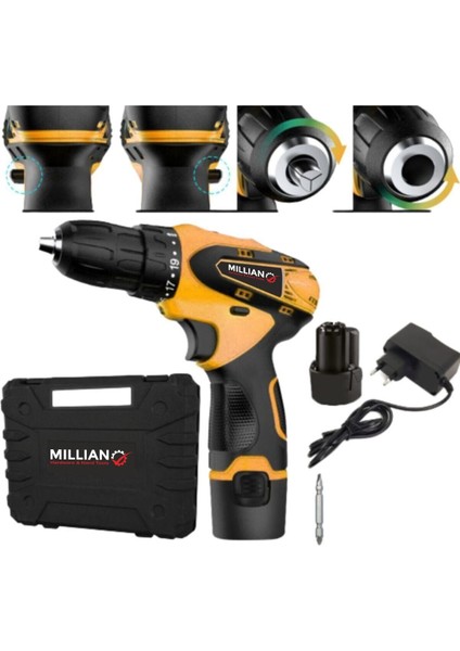 Pro Speed 24 V 4 Ah Metal Şanzuman Çift Akülü Vidalama Armut Şarjlı Matkap