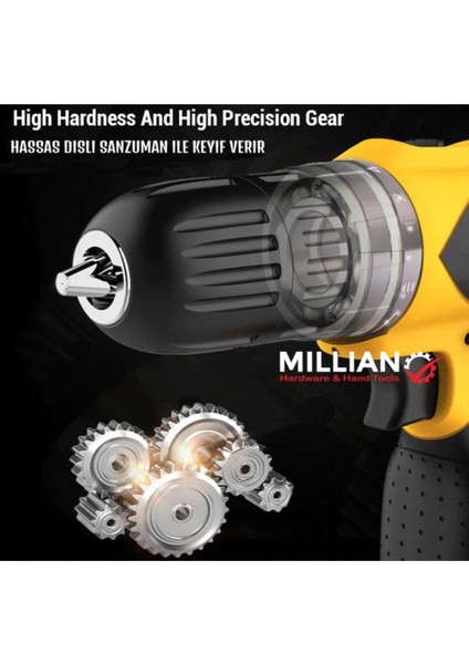 Pro Speed 24 V 4 Ah Metal Şanzuman Çift Akülü Vidalama Armut Şarjlı Matkap