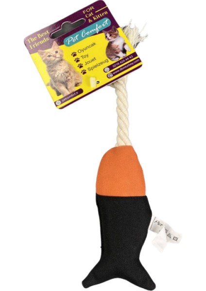 Ipli Balık Su Geçirmez Kedi Oyuncağı Lacivert-Turuncu Ø6cm, 24CM Ynsmr