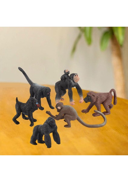 6x Şempanze Heykelcik Orangutan Üstü Dekorasyon Minyatür (Yurt Dışından)