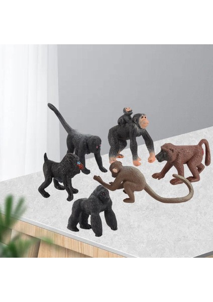 6x Şempanze Heykelcik Orangutan Üstü Dekorasyon Minyatür (Yurt Dışından)