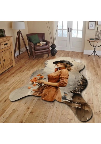 Dekoratif, 3D Baskılı Özel Tasarım, Lazer Kesim, Ince, Kaymaz Taban Halı