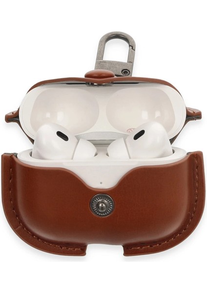 Airpods Pro 2 (2.nesil) Çanta Deri Kılıf - Taba Ynsmr