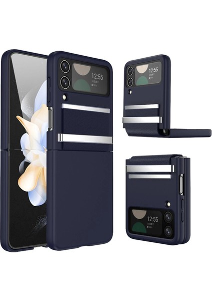 Samsung Galaxy Z Flip 4 Kılıf Belt Flip Kapak - Lacivert Ynsmr