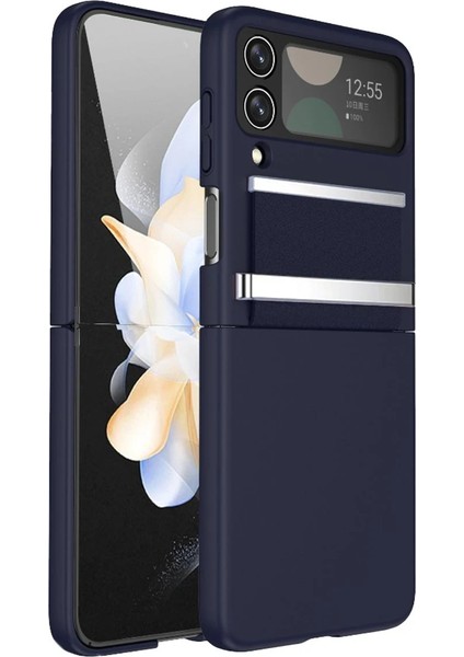 Samsung Galaxy Z Flip 4 Kılıf Belt Flip Kapak - Lacivert Ynsmr