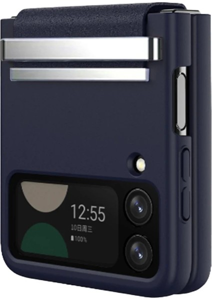 Samsung Galaxy Z Flip 4 Kılıf Belt Flip Kapak - Lacivert Ynsmr