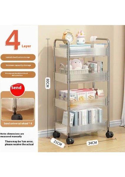 Şeffaf Akrilik Araba Rafı Banyo Başucu Atıştırmalıkları Yatak Odası Zemin Çok Katmanlı Mobil Kozmetik Depolama (Yurt Dışından)