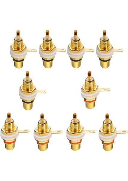 10 Adet Rca Dişi Jack Kaplama Rca Konektörü Altın Panel Montajlı Şasi Ses Soketi Fiş Bölme Somun Lehim Kupası (Yurt Dışından)