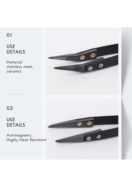 Siyah Seramik Cımbız Seti - Antistatik, Korozyon Önleyici, Antimanyetik, Yüksek Isıya Dayanıklı (3 Paket) (Yurt Dışından) indirimleri