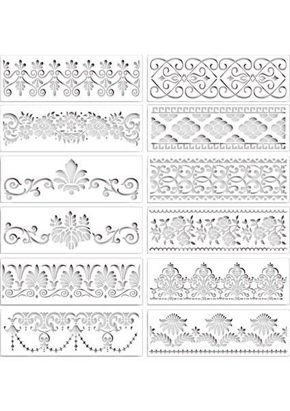 12 Adet Çiçek Sınır Şablonları Dıy Craft Şablonları Için Yeniden Kullanılabilir, 12X3.9IN (Yurt Dışından)