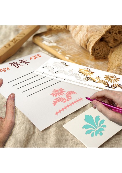 12 Adet Çiçek Sınır Şablonları Dıy Craft Şablonları Için Yeniden Kullanılabilir, 12X3.9IN (Yurt Dışından) indirimleri