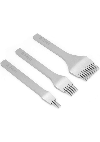 Adet 2.7mm Deri Keski Deri Kalıp Çelik Keski Çatal Delik Delme Aracı Kiti Demir Sac Delme Aracı (Yurt Dışından)