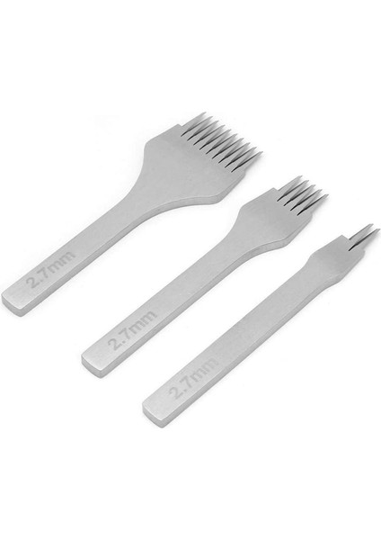 Adet 2.7mm Deri Keski Deri Kalıp Çelik Keski Çatal Delik Delme Aracı Kiti Demir Sac Delme Aracı (Yurt Dışından)