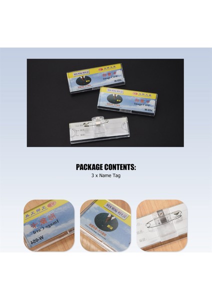 Çengelli Iğne Şeffaf Sert Plastik Isim Etiketi Klip Tutucu 3 Parça (Yurt Dışından) indirimleri