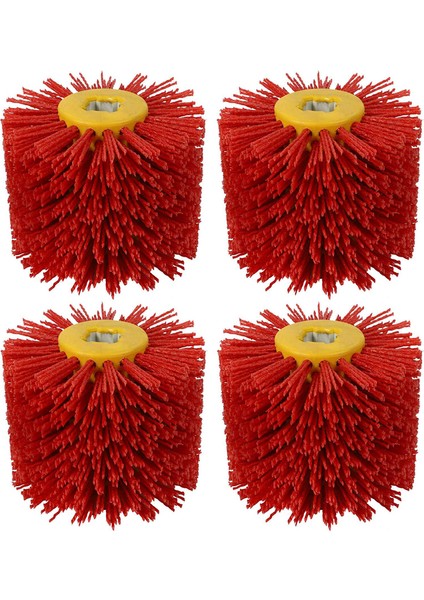 4x Kırmızı Aşındırıcı Tel Tambur Fırçalar Çapak Alma Parlatma Parlatma Tekerlek Mobilya Ahşap Açı Öğütücü Adaptörü (Yurt Dışından)