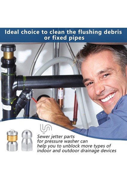 2x Kanalizasyon Jetter Hortum Nozulu, Yüksek Basınçlı Yıkama Hortumu Nozulu, 1 Düğme Burun Nozulu ve 1 Döner Nozul, 1/4 Inç 2'li Paket (Yurt Dışından) indirimleri