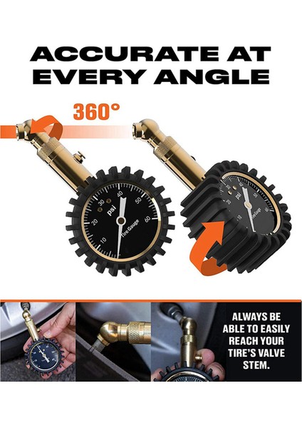 Lastik Basıncı Göstergesi - (0-60 Psı) Ağır Hizmet, Parlak Kadranla Doğru (Yurt Dışından) fırsatları