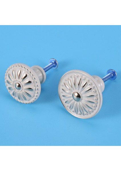 Adet Dolap Kolları 22MM Yuvarlak Vintage Çekmece Topuzu Antika Çiçek Dolap Mutfak Dresser Çekme Kolları (Beyaz) (Yurt Dışından) modelleri