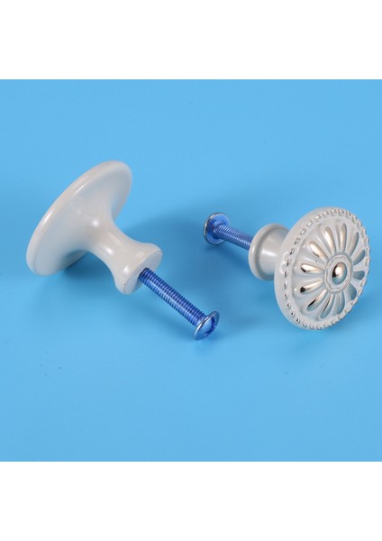 Adet Dolap Kolları 22MM Yuvarlak Vintage Çekmece Topuzu Antika Çiçek Dolap Mutfak Dresser Çekme Kolları (Beyaz) (Yurt Dışından) fırsatları