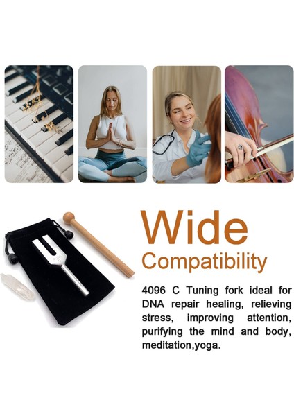 4096 Hz Diyapazon, Şifa Için Kristal Diyapazon, Tahta Çekiçli Tıbbi Sınıf ve Yumuşak Saklama Çantası (Yurt Dışından) fırsatları