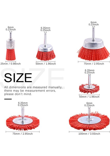 12 Adet Naylon Filament Aşındırıcı Tel Fırça Tekerleği ve Fincan Fırça Seti, 1/4 Inç, 6 Boyutlu Naylon Set Mükemmel (Yurt Dışından) fiyatları