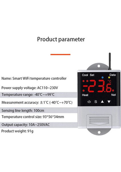 2x Kablosuz Wifi Sıcaklık Kontrol Cihazı Termostat AC110-220V DTC1201 Ntc Sensörü Dijital Ekran App Kontrolü (Yurt Dışından) modelleri