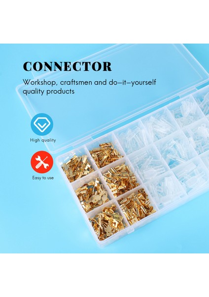 300 Parça Erkek ve Dişi Kablo Konnektör Seti, Kılıflı Yalıtımlı Konnektörler (2,8 Mm, 4,8 Mm, 6,3 Mm) (Yurt Dışından)