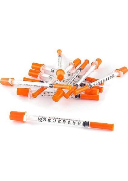 30G 0,5 Inç Iğneli 1ml/cc Şırınga - Turuncu Şırınga (30G-13MM-100PACK) (Yurt Dışından)