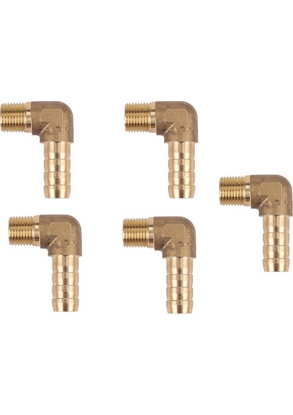 5 Adet 8mm Hortum x 3/8 Inç Erkek Konu 90 Derece Pirinç Dirsek Diken Çoğaltıcı Konnektörü (Yurt Dışından)