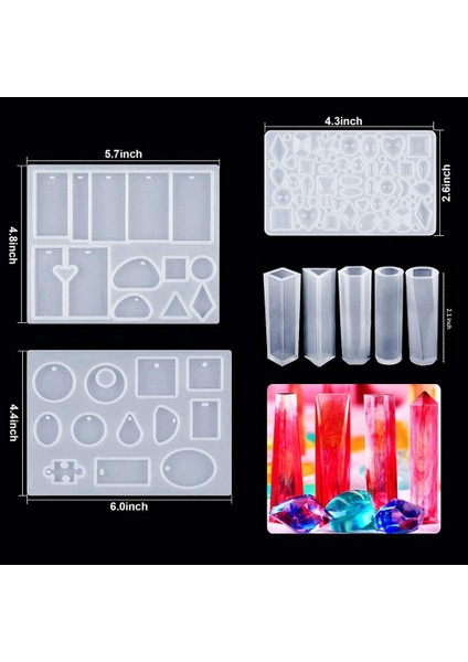 Reçine Döküm Kalıp Seti, 108 Pcs Dıy Takı El Sanatları Kalıpları Silikon Epoksi Reçine Kalıp Dahil Olmak Üzere Anahtarlık ve Matkap Aracı Seti (Yurt Dışından) fiyatları