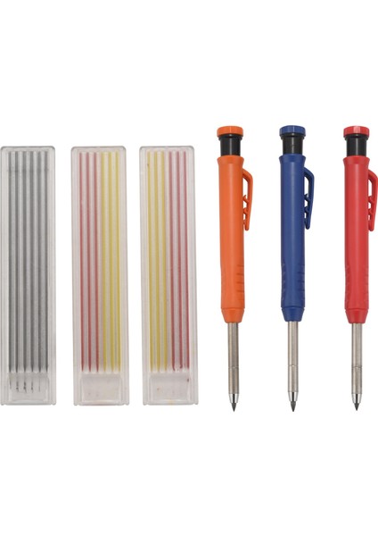 3 Düz Renkli Ağaç Işleme Kalemleri, Uzun Nosil Otomatik Kalem (Yurt Dışından)