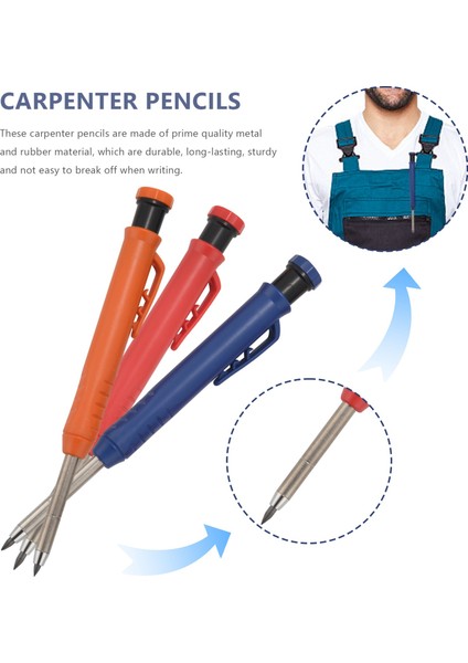 3 Düz Renkli Ağaç Işleme Kalemleri, Uzun Nosil Otomatik Kalem (Yurt Dışından) indirimleri