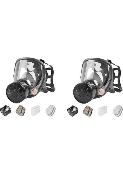 2x Tam Yüz Gaz Maskesi, 40MM Aktif Karbon Filtreli, Tekrar Kullanılabilir (Yurt Dışından)
