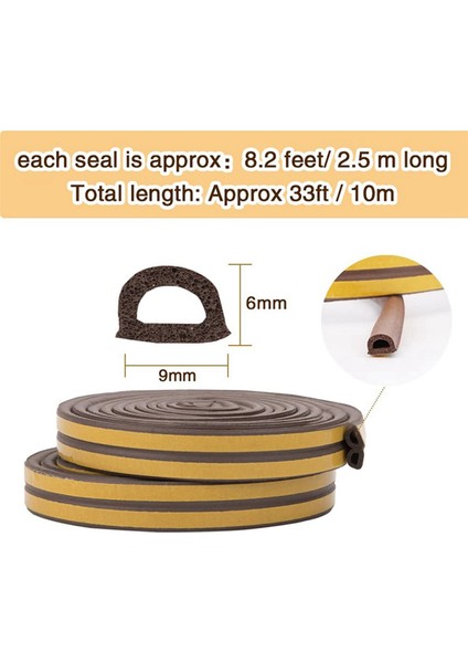 Rulo Eva Mühür Hava Durumu Şeridi Köpük Bant D Tipi 10M Kapılar Pencereler Taslak Hariç Tutma Çarpışma Önleyici Mühür Şeritleri (Yurt Dışından) fiyatları