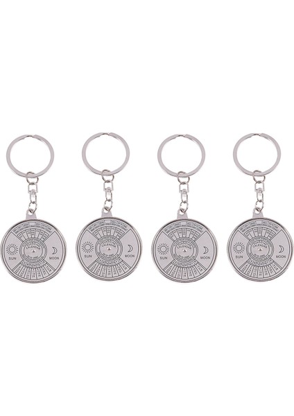 4x Sürekli Takvim Anahtarlık Anahtarlık Benzersiz Metal Anahtarlık Yüzük 50 Yıl Yeni Sıcak (Yurt Dışından)