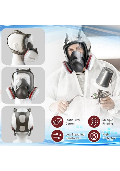 2x Tam Maske Toz Geçirmez Tam Solunum Nükleer Maske, Filtre Korumalı Boya Koruması Için Toz Maskesi (Yurt Dışından)