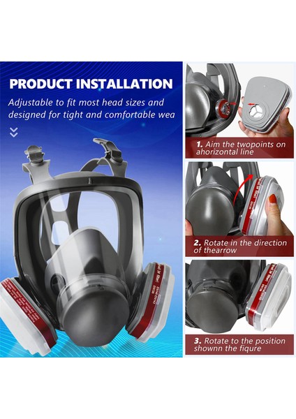 2x Tam Maske Toz Geçirmez Tam Solunum Nükleer Maske, Filtre Korumalı Boya Koruması Için Toz Maskesi (Yurt Dışından)